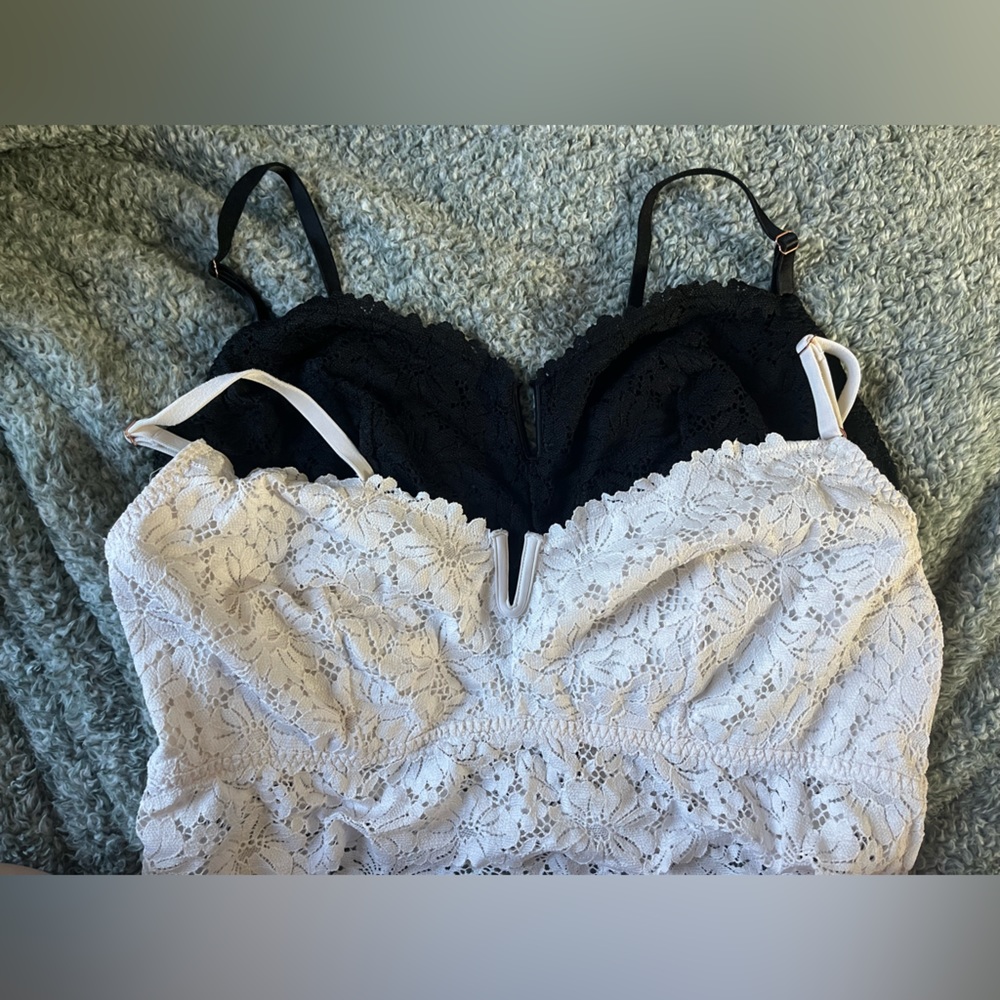 Long Line Square Neck Lace Bralette Sold Together